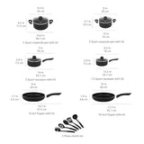 Non-Stick Cookware 15-Piece Set, Pots, Pans and Utensils, Black Amazon Basics