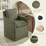 KISLOT Upholstered Dining Chairs with Casters, No Assembly Modern Accent Armchair with Rollers for Dining Room, Green, 4 Box