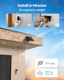 Doorbell Camera Wireless with Solar Panel, Nonstop Power Video Doorbell with Head-to-Toe View, No Monthly Fee