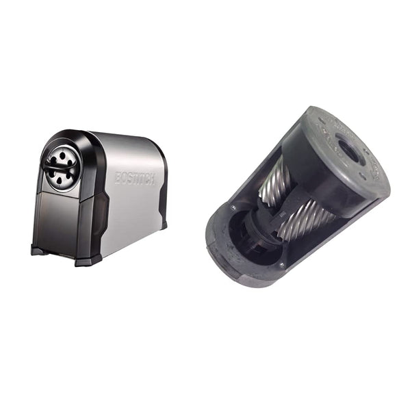 Heavy Duty Commercial Classroom Electric Pencil Sharpener with Replaceable Cutter Cartridge System, 6-Hole, Silver/Black + Cutter Bostitch Office