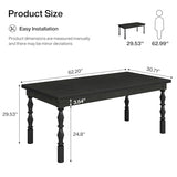 62” Farmhouse Large Rectangle Kitchen Table, Modern Dinner Table Kitchen & Dining Room Furniture with Carved Turned Legs