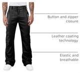 GINGTTO Mens Faux Leather Cargo Pants Bell Bottom Black 38