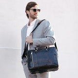 Time Resistance Leather Laptop Briefcase - Full Grain Leather Computer Bag for Men