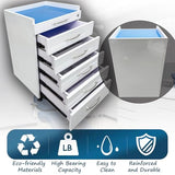 Dental Assistant's Mobile Cart 5 Drawers Mobile File Cabinet with 2 Storage Trays Dental Clinic Stainless