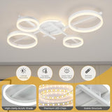 Glimchase 5-Ring LED Dimmable Modern Ceiling Light Fixture, 58W 3000K-6000K Flush Mount Ceiling Lamp with Remote for Living Room, Bedroom, Dining Room, Kitchen (White)