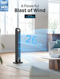 DREO Tower Fan for Bedroom, 90° Oscillating Fans that Blow Cold Air, 5 Speeds, 4 Modes with 26ft/s Velocity, 12H & 28dB Quiet Timer, Remote, Touch, 40" Standing Floor Fan for Home Office, Black