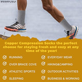 FOOTPLUS 6 Pairs Copper Hiking Running Socks,Crew Cushioned Sole Arch Support Compression Camping Trekking,Moisture Wicking Odor Free Traveling Skiing Socks White, XX-Large