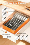 MAD SHARK 2-in-1 Detachable Knife Block & Silverware Organizer, Drawer Knife Holder for 10 Knives, No Knives