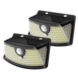 Aootek New Solar Motion Sensor Lights 120 LEDs with Lights Reflector,270° Wide Angle, IP65 Waterproof, Step Lights for Front Door, Yard, Garage, Deck (Black, Daylight White, 2-Pack)