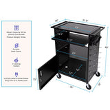 AV Cart | Computer Cart with Pegboard Siding & 12 Hooks for Customizable Storage