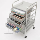 6-Tier Rolling File Cart with Mesh Drawers - 66 lb Capacity Mobile Storage for Office & Home
