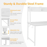DLisiting White Computer Desk with Hutch & Drawers - Office Desk with 3 Storage Drawers and Power Outlets