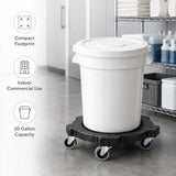 Getzi 8 Pack 20 Gallon White Round Commercial Trash Can with Lid and Dolly