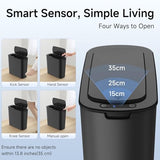 TIPGO Automatic Motion Sensor Bathroom Trash Can with Lid, 2.6 Gallon Touchless Trash Bin (Black)