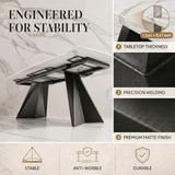 Honyee Extendable Dining Table with Leaf, 65 to 95 Inch Rectangular Sintered Stone, Modern Large Dining Room Table
