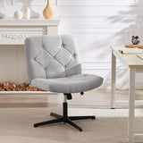 VECELO Modern Armless Criss Cross Chair No Wheels with Comfy Wide Fabric Padded Seat & Back