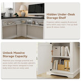 Farmhouse L Shaped Executive Desk with 4 Drawers, Home Office Desk