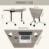 47.2in Flip Top Folding Conference Room Table with Rolling Wheels
