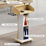 Podium Lectern Stand, Wooden Podium Stand with Wheels, Stable Pulpit with Privacy Pane