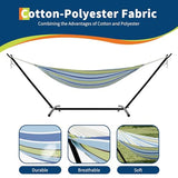 Garvee Instant Setup Hammock with Reinforced Steel Frame, Portable Outdoor Hammocks for Garden Camping, Heavy Duty Garden Yard Outdoor 350 LBS Capacity, Blue Green Stripes