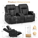 Loveseat Recliner Sofa, Home Theater Seating with Center Console