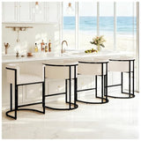 26" Bar Stools Set of 4, Counter Height, Linen Fabric, White