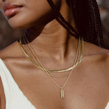 YOIHUR Layered Gold Necklaces for Women,14K Gold Plated Beading Snake Chain Necklace Trendy Layering Rectangular Pendant Twisted Rope Necklace Set Jewelry for Women