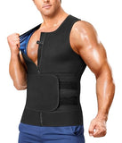 Junlan Sauna Suit for Men 2 in 1 Waist Trainer Sauna Shirt for Men Sweat Band for Stomach(Blue,Small)