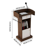 Curved Metal Lectern Podium Stand with Drawer - Floor Standing Wooden Podium for Conference