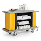 Lodging Hotel Small Three Shelf Commercial Premium Housekeeping Cart With Hanging Bags