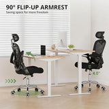 Kechen Office Chair with Swivel Armrests,High Back Mesh and Breathable Design of Computer Desk Chair,Lumbar Support and Height Adjustment