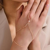 YOIHUR Rose Gold Hand Chain Bracelet, 925 Sterling Silver Finger Ring Bracelet, Adjustable Hand Chains, Stack Jewellery Stars and CZ Hand Jewelry Gifts for Women, 2" to 2.4" Extend