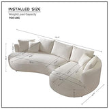125" Oversized Curved Sectional Sofa,Boucle Upholstered Modular Couch with Chaise,Deep Seat Luxury Cloud Sofa