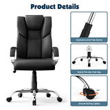 Office Chair, 350lbs Executive Leather Chair Home Office Desk Chairs, Ergonomic Computer Gaming Chair | Black AYEASY