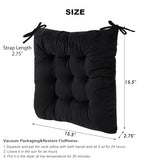 MissSoul Set of 2 Chair Cushions for Dining Chairs with Ties, Indoor Non-Slip Kitchen Chair Pad and Dining Room - Black