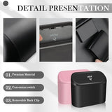 YGDMD Portable Car Trash Cans with 2 Rolls Garbage Bag,Push-on Car Trash Bin with Lid & Hook for in-Vehicle Waste Disposal (Black)