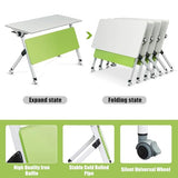 Portable Folding Conference Table with Silent Locking Wheels, Modern Mobile Flip Top