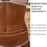 YOIHUR 14K Gold Filled Waist Chain, Bohemian Y2K Layered Belly Chain, Body Chain, Hypoallergenic Bikini Beach Jewelry, Ideal Gift for Women(1 Lucky Bead+3 Lucky Beads Waist Chain)