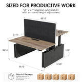 Two-Person Standing Office Desk with Built-In USB Outlet, Adjustable Computer Double Cubicle Desk