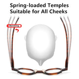 AOOLIA 2 Pcs Round Reading Glasses for Women Men, Stylish Eyeglasses Frame with Spring Hinge, Blue Light Blocking Eyewear (Dark Blue/Leopard, 2, x)