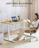 FLEXISPOT 63" x 24" Solid Wood Standing Desk, White Oval Legs