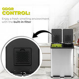 Simpli-Magic 60 Liter / 16 Gallon Rectangular Hands-Free Dual Compartment Recycling Kitchen Step Trash Can with Soft-Close Lid