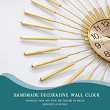 PSYCHE GOD 24 Inch Gold Starburst Wall Clock, Silent Non-Ticking Battery Operated Metal Wall Clock, Mid Century Modern Art Decor Large Wall Clock for Living Room Bedroom Office