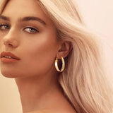 Gacimy 14K Gold Plated Hoop Earrings for Women 14k Real Gold Plated, 5mm Thick Medium Hoops Earrings for Women 30mm