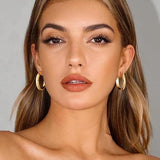 Gacimy 14K Gold Plated Hoop Earrings for Women 14k Real Gold Plated, 5mm Thick Medium Hoops Earrings for Women 30mm