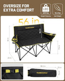 FanttikOutdoor Zeta L11 Duo Pro Double Camping Chair, 2 Person Portable Folding Couch, High Strength Loveseat with Cup Holder & Carry Bag for Travel, Games, BBQ, Backyard, Support up to 600 lbs, Black