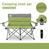 Northroad Outdoor Camping Chair Set of 3,Folding Padded Camp Chair,Collapsible Conversation Set w/1 Sofa,2 Single Chairs for Family Patio,Beach (Green)