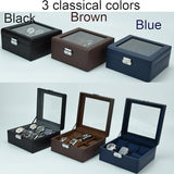 Hit design Watch Box Watch Cases for Men,6 Slot Blue Watch Case Organizer Storage Box,Leather Display Holder for Watches,Mens Watch Box for Collection,Anniversary Birthday Gift for Men Women