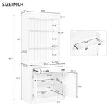 Modern 83.4" Tall Bookcase Suite with LED Light, Doors, Drawers and Open Shelves