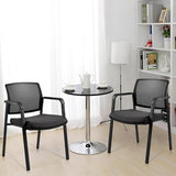 Mesh Back Stacking Arm Chairs with Upholstered Fabric Seat and Ergonomic Lumber Support for Office School Church Guest